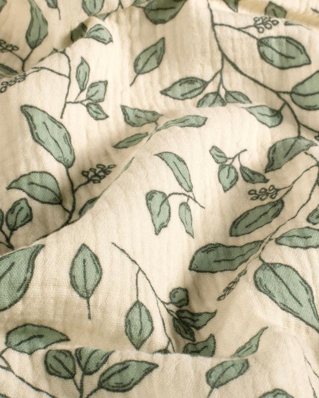 Double gauze leaves pattern in 150 cm width - Tissushop
