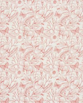 Double gaze imprimée fleurs et papillons en 140 cm Rose - Tissushop