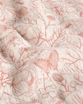 Double gauze flowers and butterfly pattern in 140 cm width Pink - Tissushop