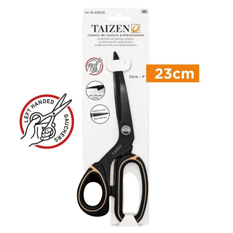 Ciseaux de couture professionnels Taizen 23 cm - Acier Black Titanium - Gaucher - Tissushop