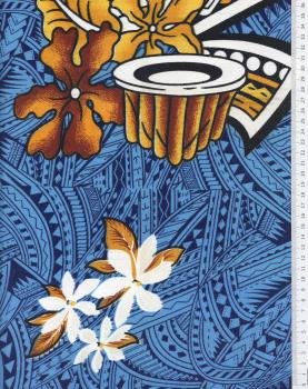 Polynesian Fabric KOHUTU Blue - Tissushop