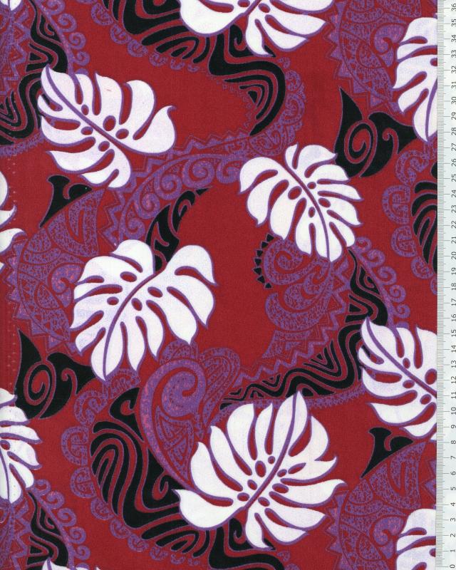 Tissu Polynésien RAO Bordeaux - Tissushop