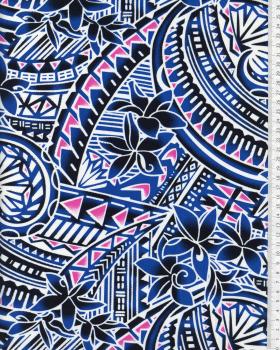 Tissu Polynésien MANOA Bleu - Tissushop