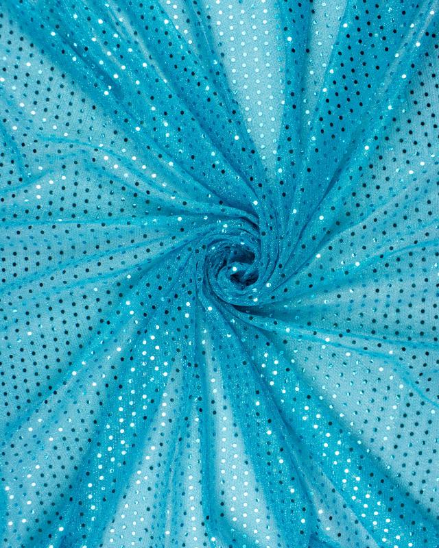 Tissu à Paillettes Rondes Bleu Turquoise - Tissushop