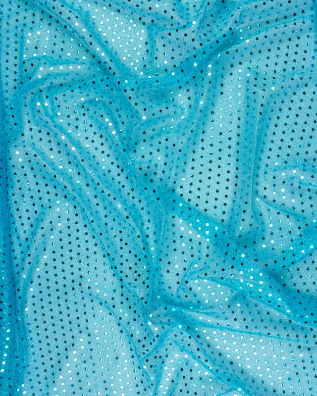 Tissu à Paillettes Rondes Bleu Turquoise - Tissushop