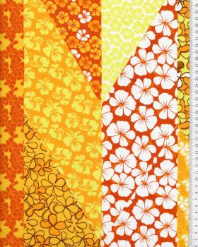 Polynesian Fabric PATCHWORK FLEURS Yellow - Tissushop