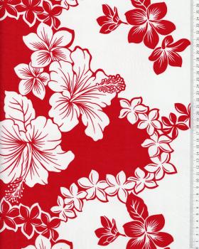 Polynesian Fabric TIARE HIBISCUS Red - Tissushop