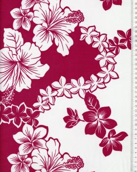 Tissu Polynésien TIARE HIBISCUS Violet - Tissushop