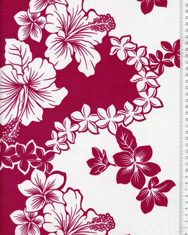 Polynesian Fabric TIARE HIBISCUS Purple - Tissushop