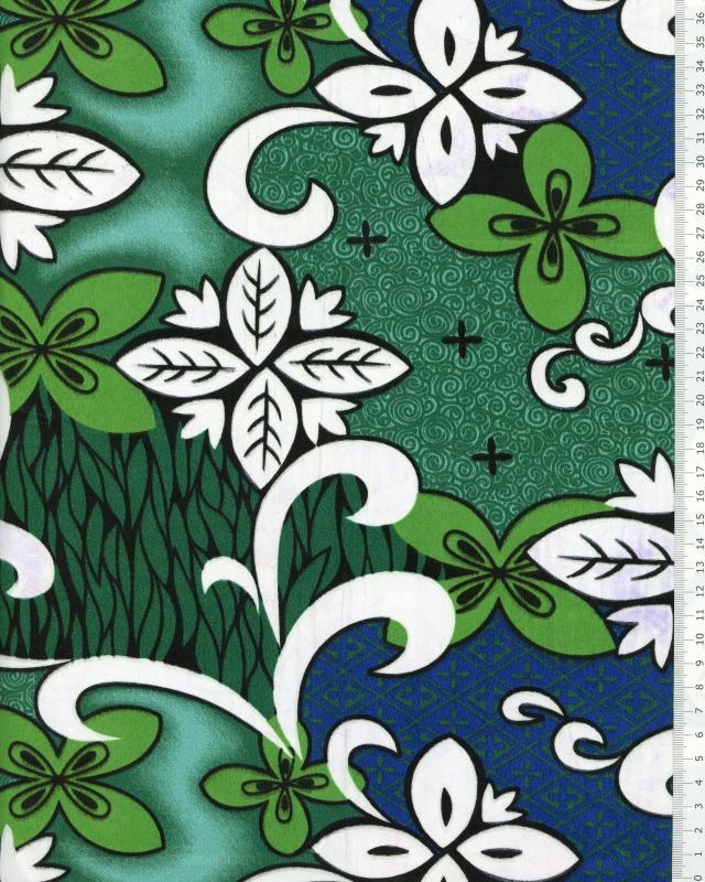 Polynesian Fabric ETETIERA Green - Tissushop