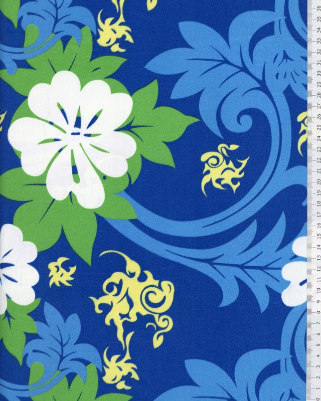 Tissu Polynésien MARUIA Bleu - Tissushop