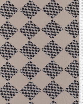 Jersey Losange Imprimé Pied de Poule Beige - Tissushop
