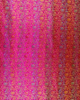 Satin jacquard fleurs Fuchsia - Tissushop