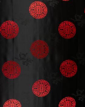 Satin jacquard rond chinois Noir - Tissushop