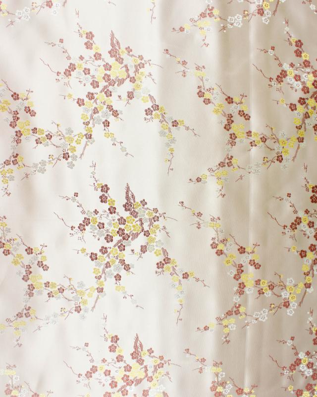 Satin jacquard small flowers Pink - Tissushop