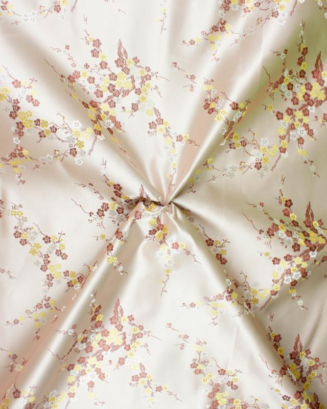 Satin jacquard small flowers Pink - Tissushop