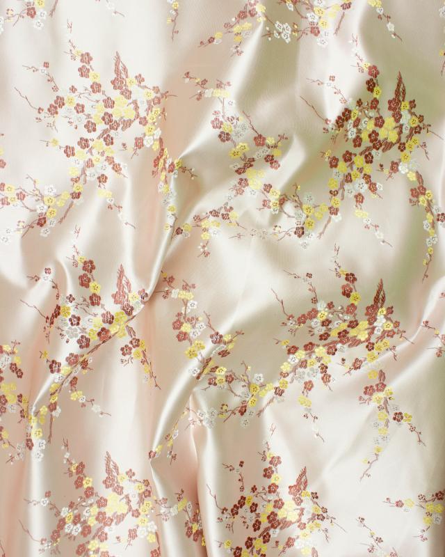 Satin jacquard small flowers Pink - Tissushop