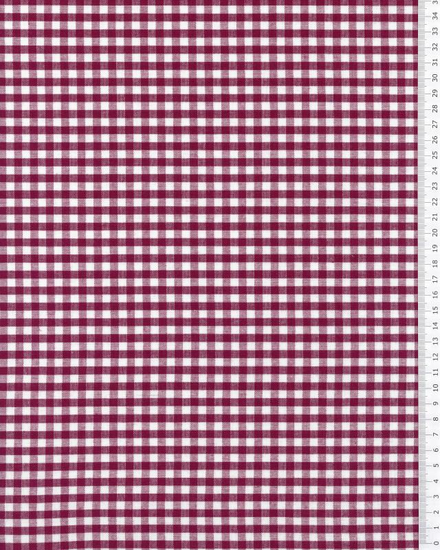 Vichy cotton small checkered Bordeaux - Tissushop