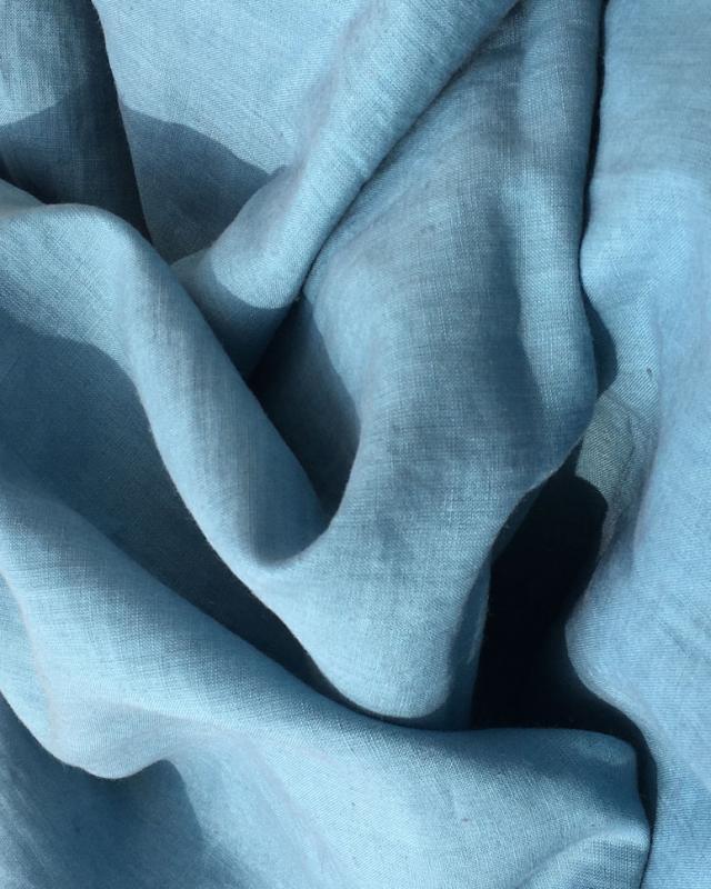 Toile de lin lavé en 300 cm Bleu Jeans - Tissushop