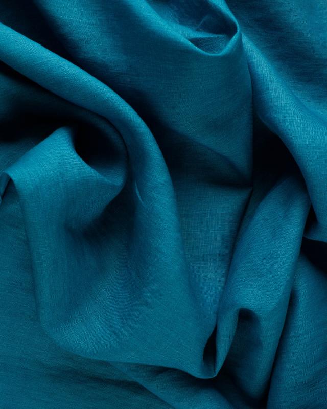 Toile de lin lavé en 300 cm Bleu Touareg - Tissushop