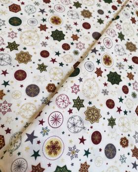 Coton imprimé étoiles et boules de noel Blanc - Tissushop