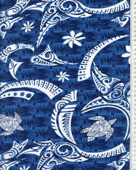 Tissu Polynésien VATEA Bleu - Tissushop