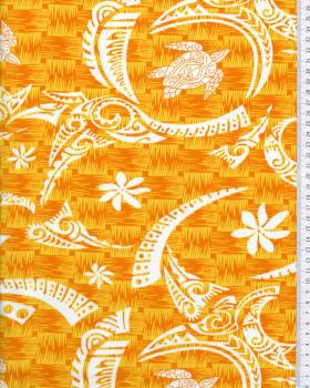 Tissu Polynésien VATEA Orange - Tissushop