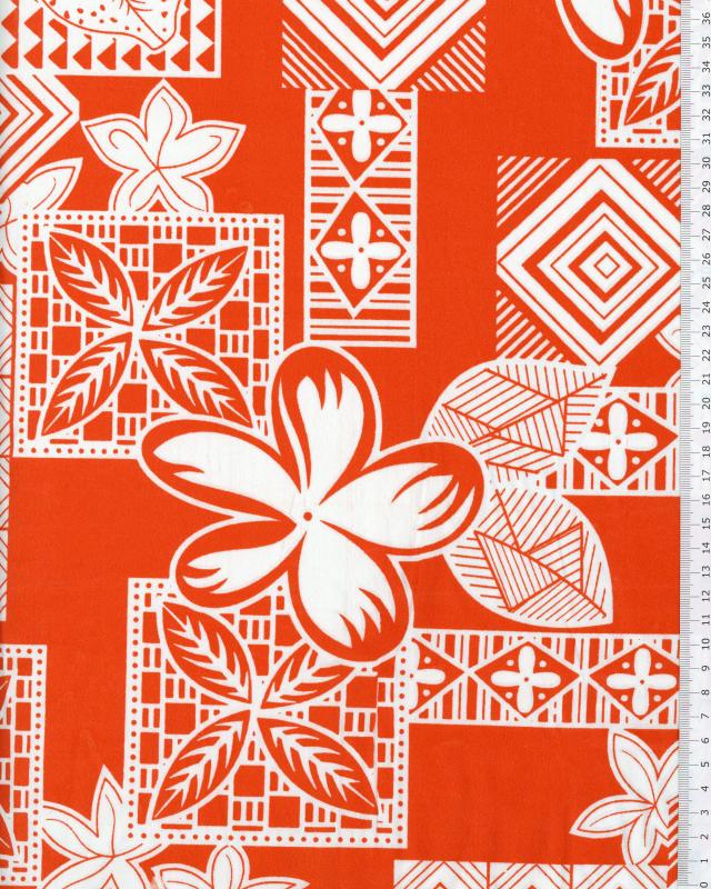 Tissu Polynésien HEIVA Orange - Tissushop