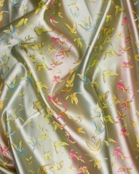 Satin jacquard papillons Champagne - Tissushop