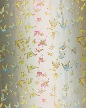 Satin jacquard butterflies Champagne - Tissushop