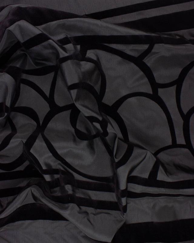 Tissu Fleur noire sur fond Noir - Tissushop