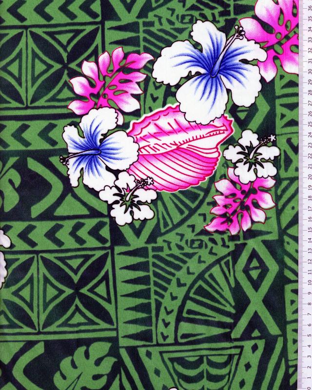 Polynesian Fabric HOANI Green - Tissushop