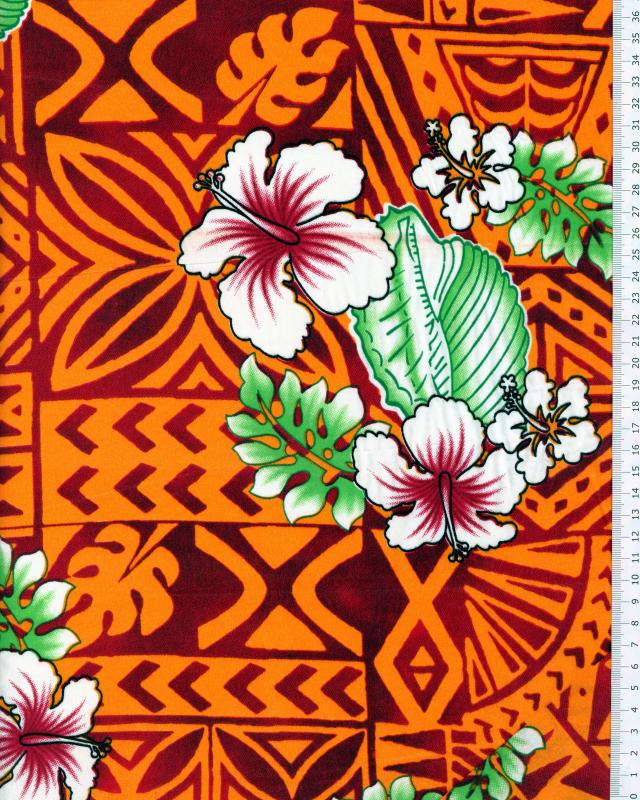 Tissu Polynésien HOANI Orange - Tissushop