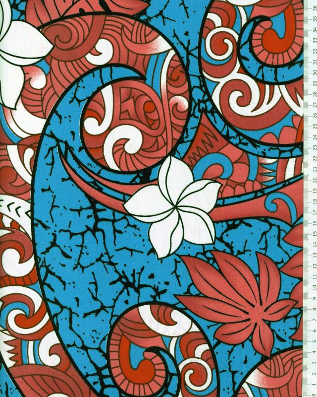 Polynesian Fabric AURERE Blue - Tissushop