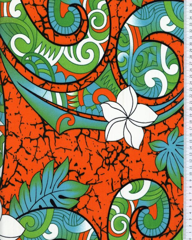Polynesian Fabric AURERE Orange - Tissushop
