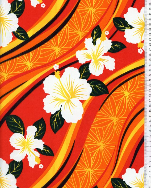 Tissu Polynésien VAIORA Orange - Tissushop