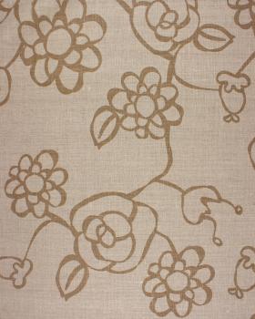 Toile de lin imprimé Melia en 150 cm Beige - Tissushop