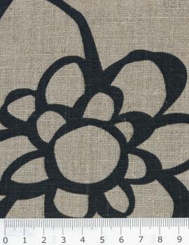 Melia printed linen canvas in 150 cm Black - Tissushop