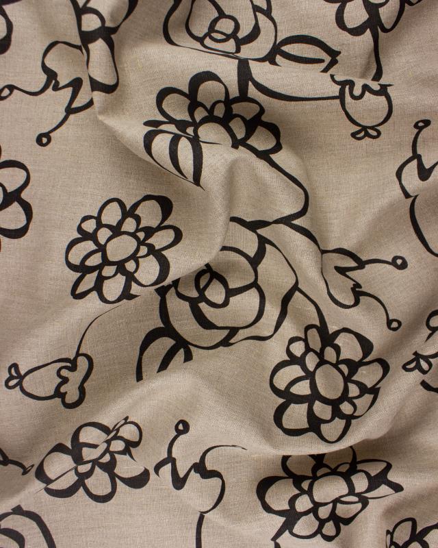 Melia printed linen canvas in 150 cm Black - Tissushop