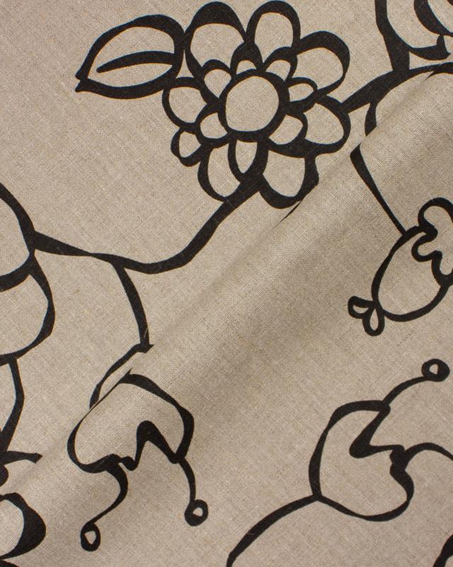 Melia printed linen canvas in 150 cm Black - Tissushop