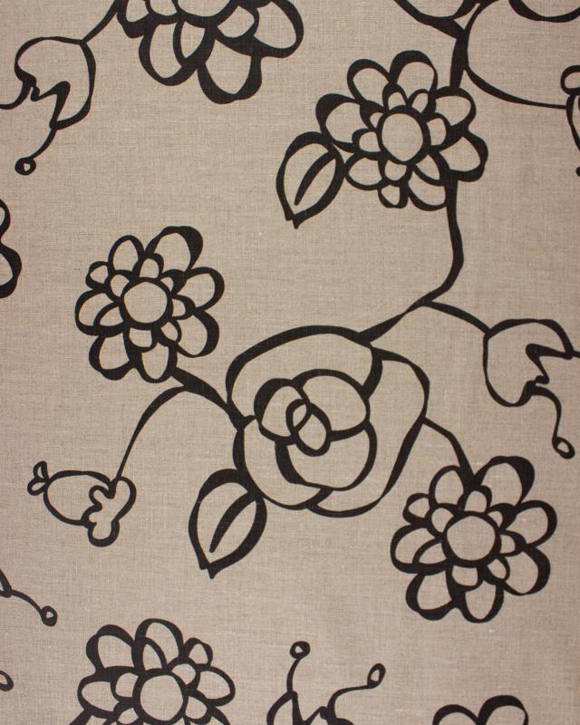 Toile de lin imprimé Melia en 150 cm Noir - Tissushop