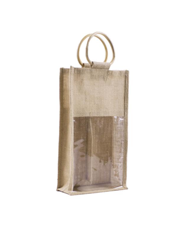 Sac en Toile de Jute - Contenance 2 Bouteilles Naturel - Tissushop