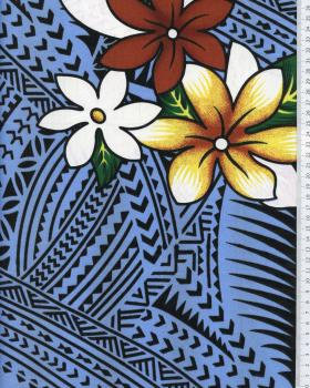 Polynesian Fabric ATAMU Blue - Tissushop