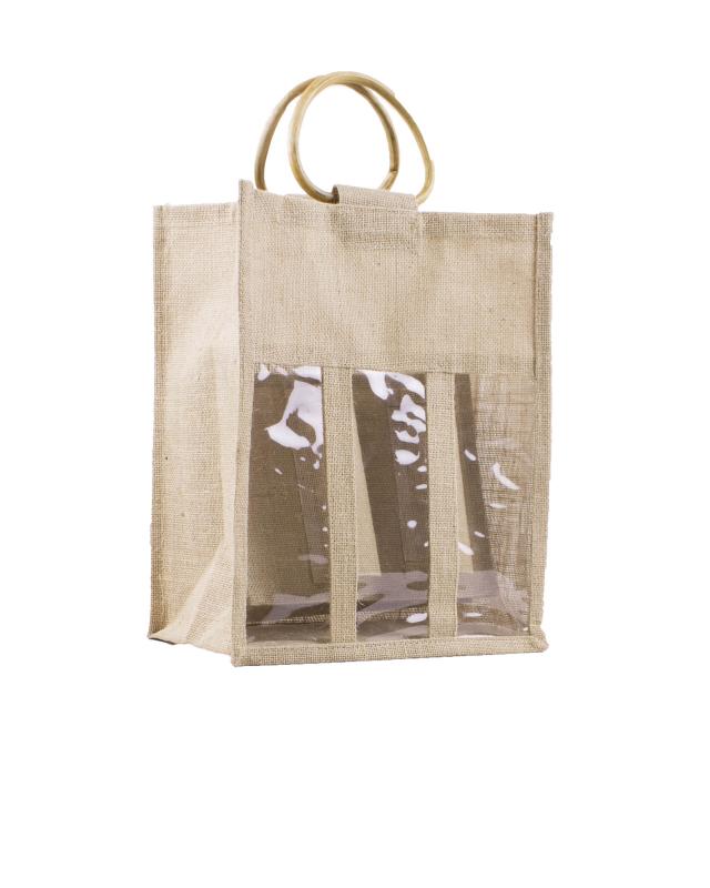 Sac en Toile de Jute - Contenance 6 Bouteilles Naturel - Tissushop