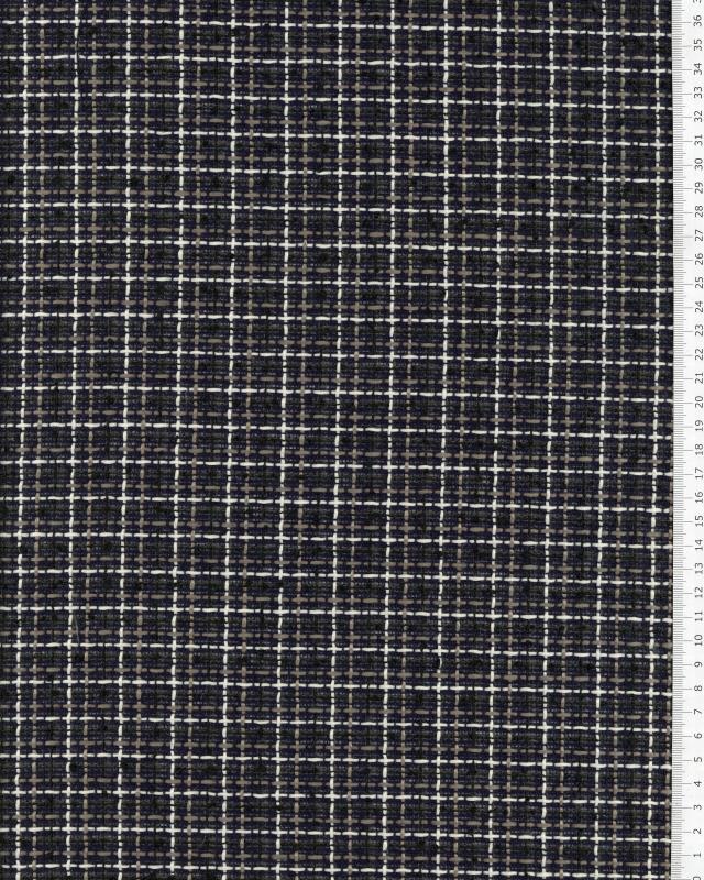 Tweed with squares Navy Blue - Tissushop