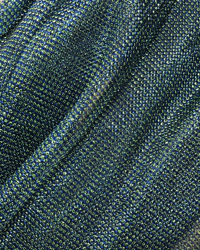 Lurex Metallic Mesh 2 Tones Black / Blue - Tissushop