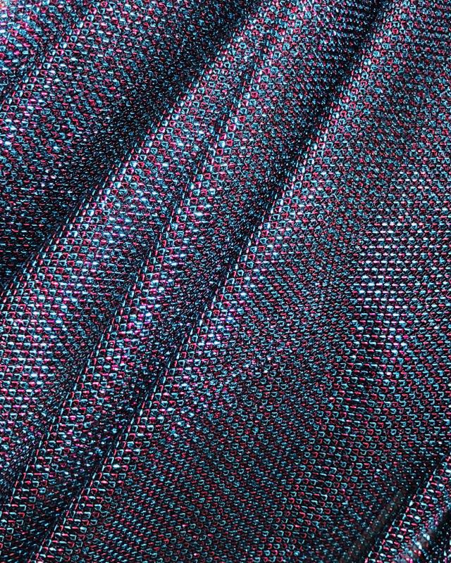 Lurex Metallic Mesh 2 Tones Black / Strawberry - Tissushop