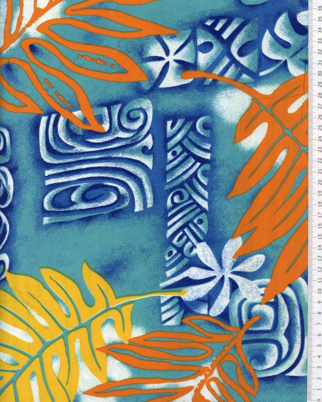 Polynesian Fabric VETEA Turquoise Blue - Tissushop