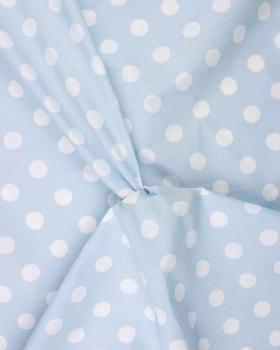 Polycotton Large white dots / Light Blue - Tissushop