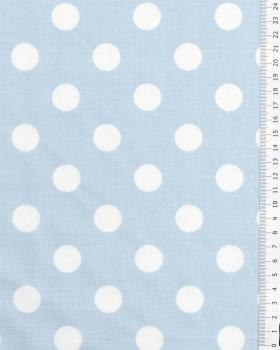 Polycoton Gros Pois Blanc / Bleu Ciel - Tissushop